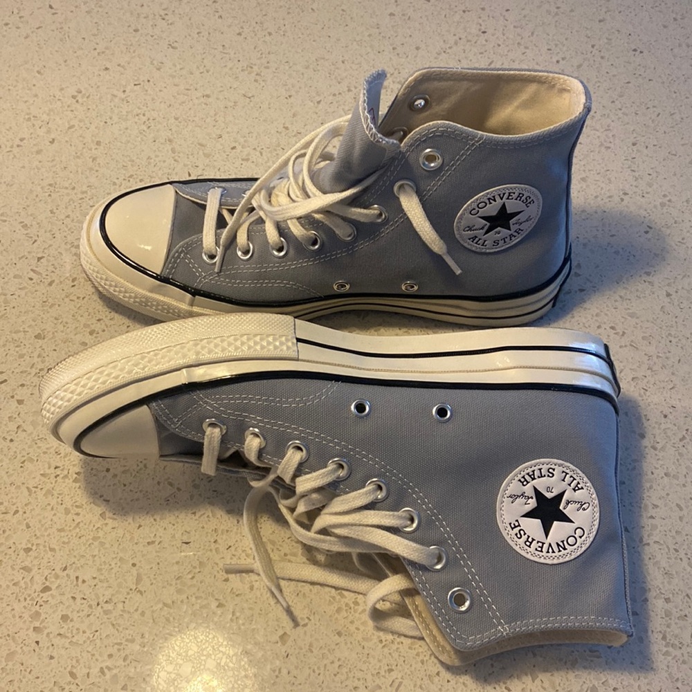 Sky blue high top converse
